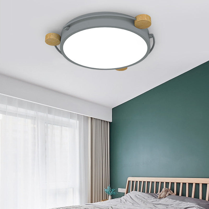 Nordic Orbital Thin Ceiling Fixture Iron Bedroom 16"/19.5"/23.5" Wide LED Flush Mount Lamp in Green/Grey/White-Wood Clearhalo 'Ceiling Lights' 'Close To Ceiling Lights' 'Close to ceiling' 'Flush mount' Lighting' 369408