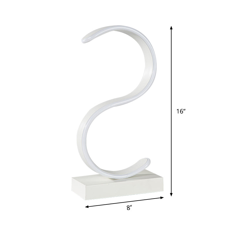 Acrylic S-Shape Task Lighting Contemporary LED White Small Desk Lamp in White/Warm Light Clearhalo 'Lamps' 'Table Lamps' Lighting' 369442