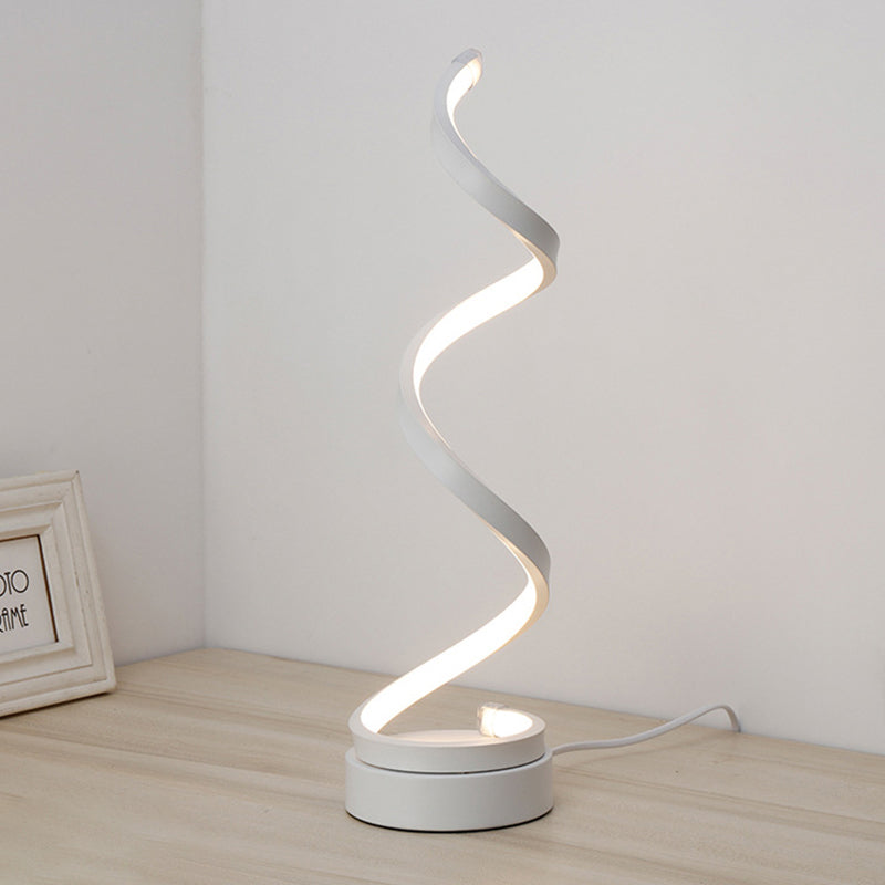 Modernist LED Desk Light White Spiral Task Lighting with Acrylic Shade in White/Warm Light White Clearhalo 'Lamps' 'Table Lamps' Lighting' 369448