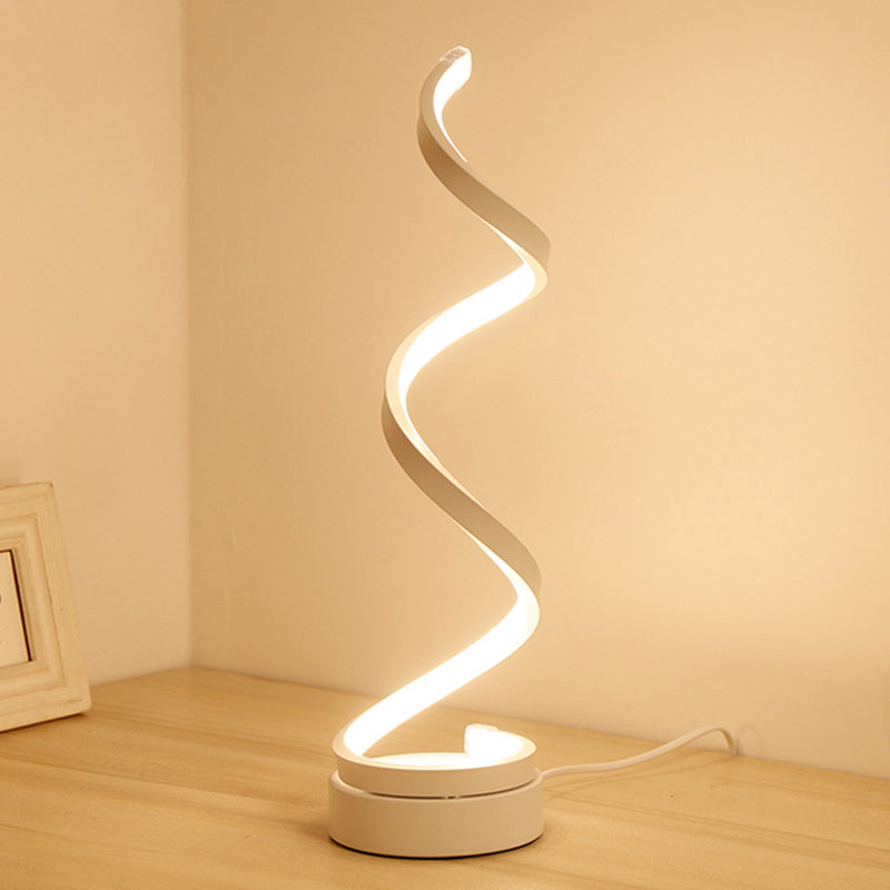 Modernist LED Desk Light White Spiral Task Lighting with Acrylic Shade in White/Warm Light Clearhalo 'Lamps' 'Table Lamps' Lighting' 369449