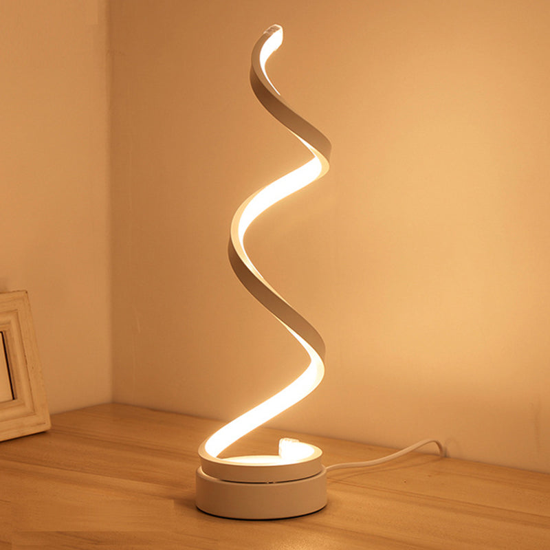 Modernist LED Desk Light White Spiral Task Lighting with Acrylic Shade in White/Warm Light Clearhalo 'Lamps' 'Table Lamps' Lighting' 369450