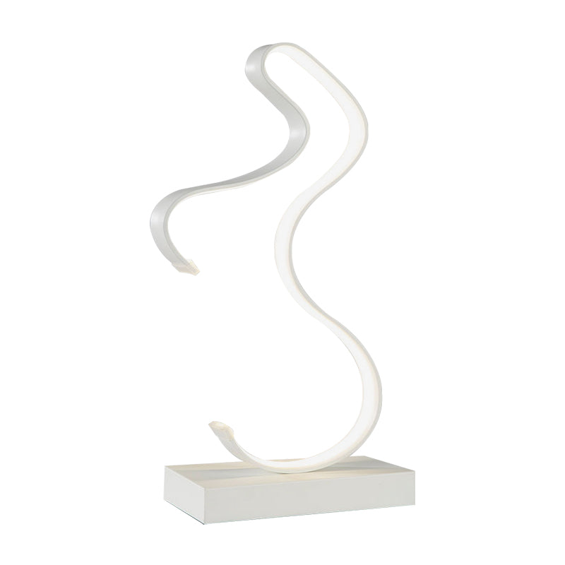 Curvy Acrylic Task Lighting Minimalism LED White Small Desk Lamp in White/Warm Light for Bedroom Clearhalo 'Lamps' 'Table Lamps' Lighting' 369472