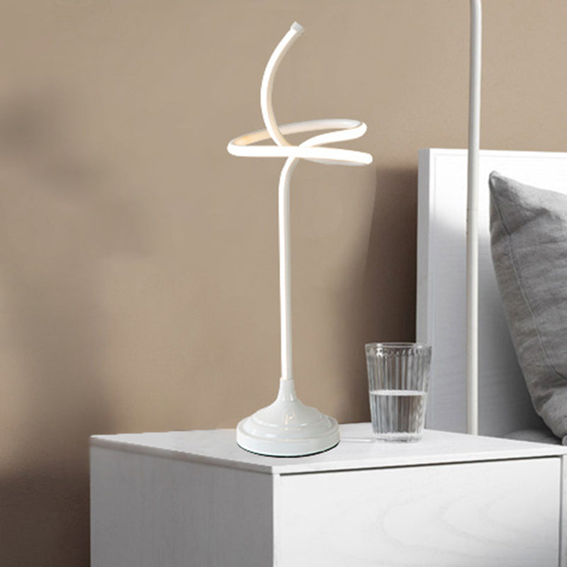 White Swirly Task Lighting Modernism LED Acrylic Night Table Lamp in Warm/White Light White Clearhalo 'Lamps' 'Table Lamps' Lighting' 369524