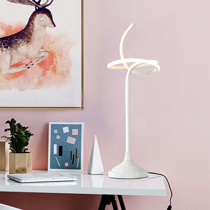 White Swirly Task Lighting Modernism LED Acrylic Night Table Lamp in Warm/White Light Clearhalo 'Lamps' 'Table Lamps' Lighting' 369525