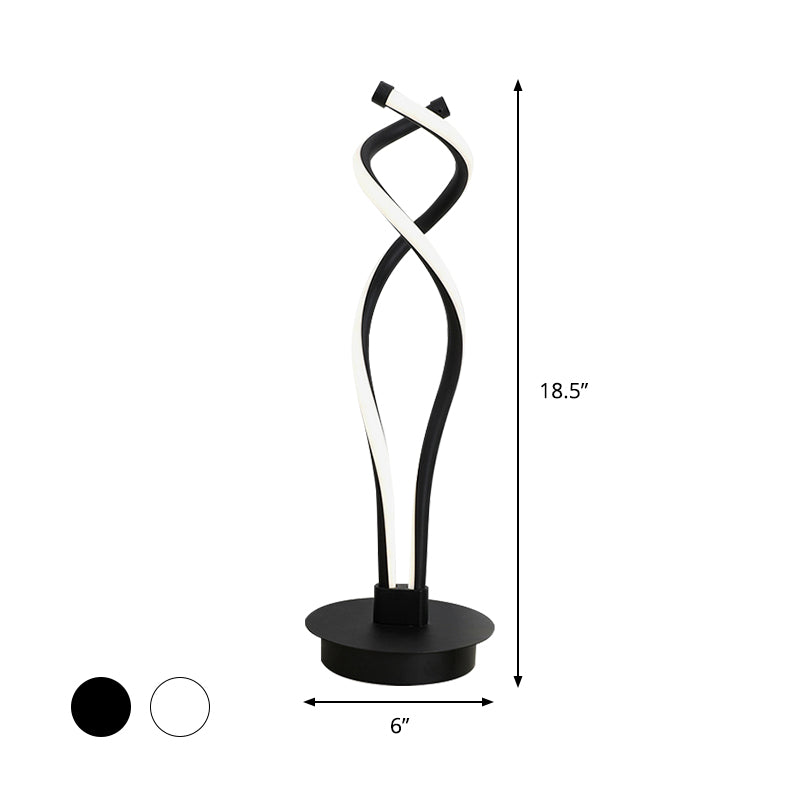 Minimalist LED Small Desk Lamp Black/White Twisted Task Lighting with Acrylic Shade for Bedroom Clearhalo 'Lamps' 'Table Lamps' Lighting' 369535