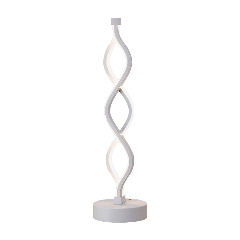 LED Bedside Task Light Minimalism White Night Table Lamp with Spiral Acrylic Shade in Warm/White Light Clearhalo 'Lamps' 'Table Lamps' Lighting' 369538