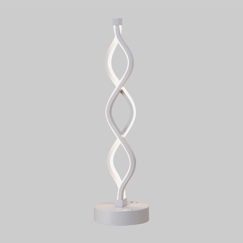 LED Bedside Task Light Minimalism White Night Table Lamp with Spiral Acrylic Shade in Warm/White Light Clearhalo 'Lamps' 'Table Lamps' Lighting' 369539