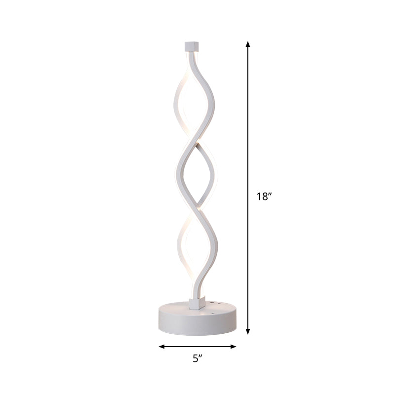 LED Bedside Task Light Minimalism White Night Table Lamp with Spiral Acrylic Shade in Warm/White Light Clearhalo 'Lamps' 'Table Lamps' Lighting' 369540