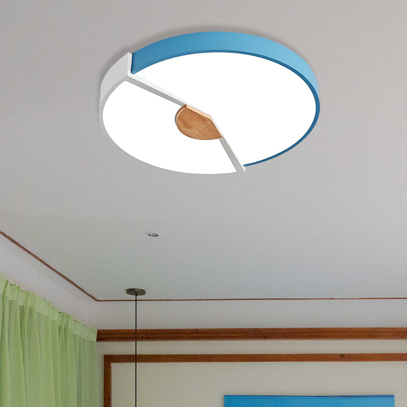 Metallic Splicing Round Flush Light Modern Integrated LED Black/Pink/Yellow Ceiling Mounted Lamp, 12"/16"/19.5" Wide Blue 19.5" Clearhalo 'Ceiling Lights' 'Close To Ceiling Lights' 'Close to ceiling' 'Flush mount' Lighting' 369586