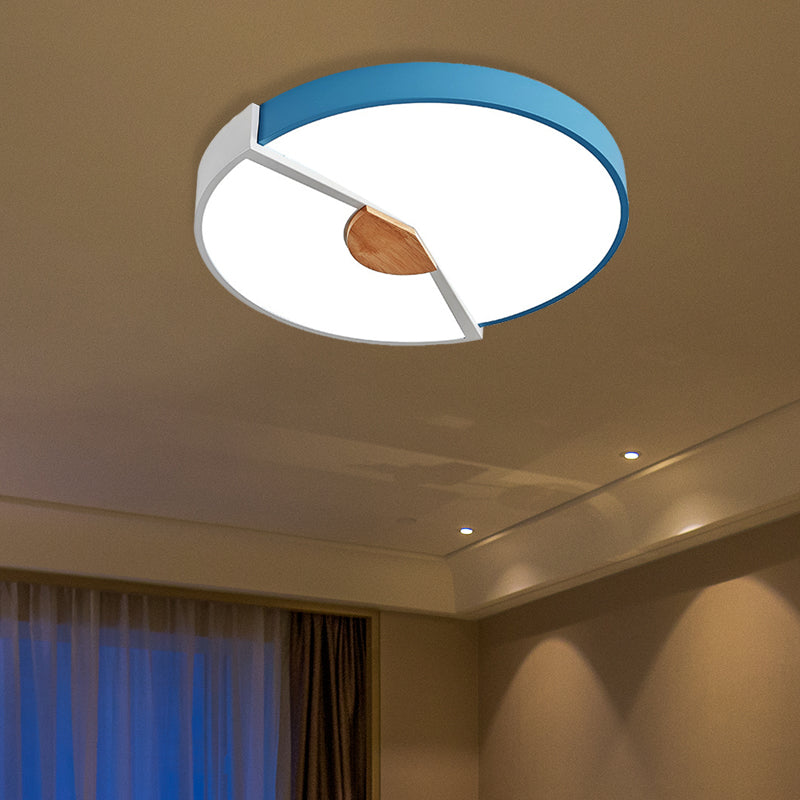 Metallic Splicing Round Flush Light Modern Integrated LED Black/Pink/Yellow Ceiling Mounted Lamp, 12"/16"/19.5" Wide Blue 23.5" Clearhalo 'Ceiling Lights' 'Close To Ceiling Lights' 'Close to ceiling' 'Flush mount' Lighting' 369589