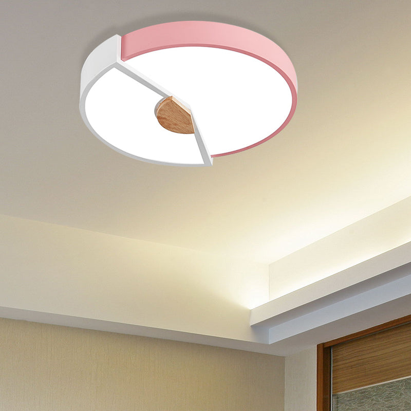 Metallic Splicing Round Flush Light Modern Integrated LED Black/Pink/Yellow Ceiling Mounted Lamp, 12"/16"/19.5" Wide Pink 16" Clearhalo 'Ceiling Lights' 'Close To Ceiling Lights' 'Close to ceiling' 'Flush mount' Lighting' 369609