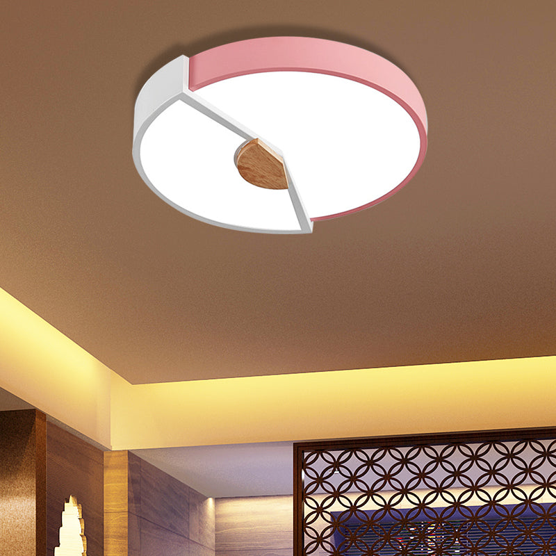 Metallic Splicing Round Flush Light Modern Integrated LED Black/Pink/Yellow Ceiling Mounted Lamp, 12"/16"/19.5" Wide Pink 19.5" Clearhalo 'Ceiling Lights' 'Close To Ceiling Lights' 'Close to ceiling' 'Flush mount' Lighting' 369612