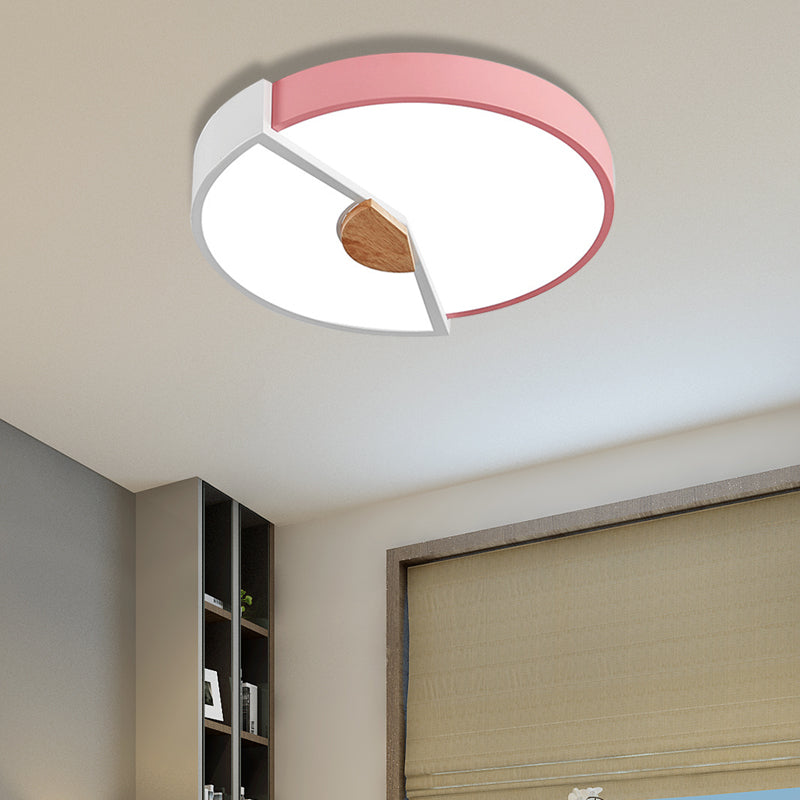 Metallic Splicing Round Flush Light Modern Integrated LED Black/Pink/Yellow Ceiling Mounted Lamp, 12"/16"/19.5" Wide Pink 23.5" Clearhalo 'Ceiling Lights' 'Close To Ceiling Lights' 'Close to ceiling' 'Flush mount' Lighting' 369615