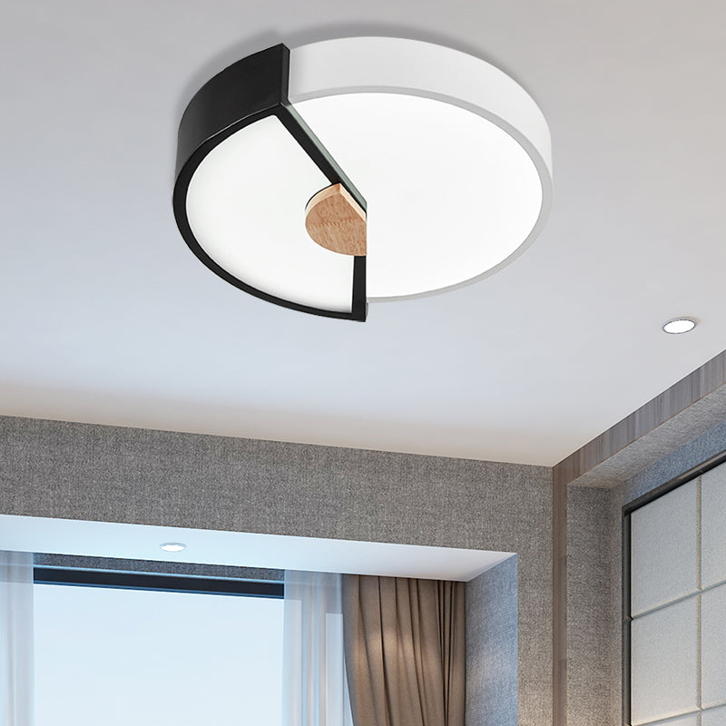 Metallic Splicing Round Flush Light Modern Integrated LED Black/Pink/Yellow Ceiling Mounted Lamp, 12"/16"/19.5" Wide Black 16" Clearhalo 'Ceiling Lights' 'Close To Ceiling Lights' 'Close to ceiling' 'Flush mount' Lighting' 369622