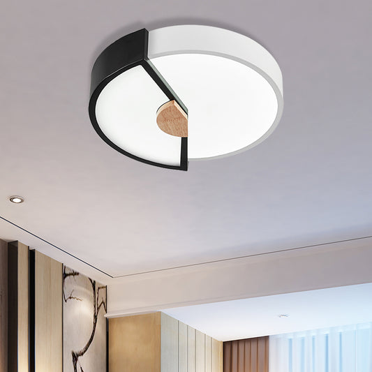 Metallic Splicing Round Flush Light Modern Integrated LED Black/Pink/Yellow Ceiling Mounted Lamp, 12"/16"/19.5" Wide Black 19.5" Clearhalo 'Ceiling Lights' 'Close To Ceiling Lights' 'Close to ceiling' 'Flush mount' Lighting' 369625