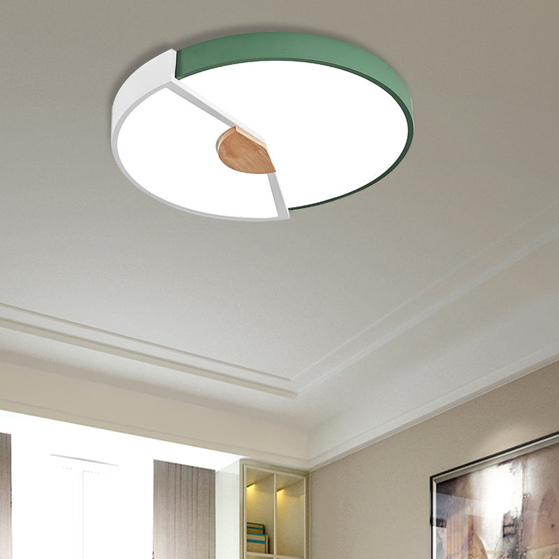 Metallic Splicing Round Flush Light Modern Integrated LED Black/Pink/Yellow Ceiling Mounted Lamp, 12"/16"/19.5" Wide Green 23.5" Clearhalo 'Ceiling Lights' 'Close To Ceiling Lights' 'Close to ceiling' 'Flush mount' Lighting' 369641