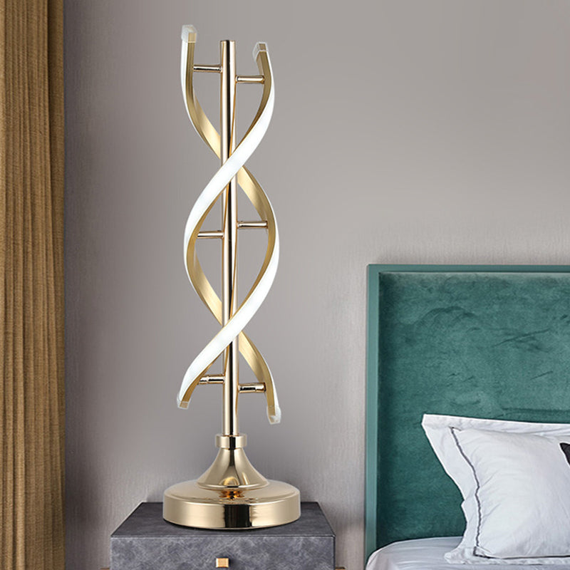 Acrylic Spiral Small Desk Lamp Contemporary LED Task Lighting in Gold, Warm/White Light Clearhalo 'Lamps' 'Table Lamps' Lighting' 369650