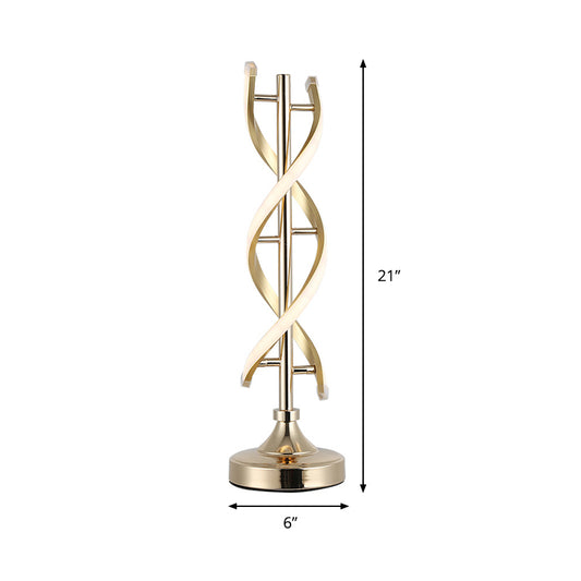 Acrylic Spiral Small Desk Lamp Contemporary LED Task Lighting in Gold, Warm/White Light Clearhalo 'Lamps' 'Table Lamps' Lighting' 369653