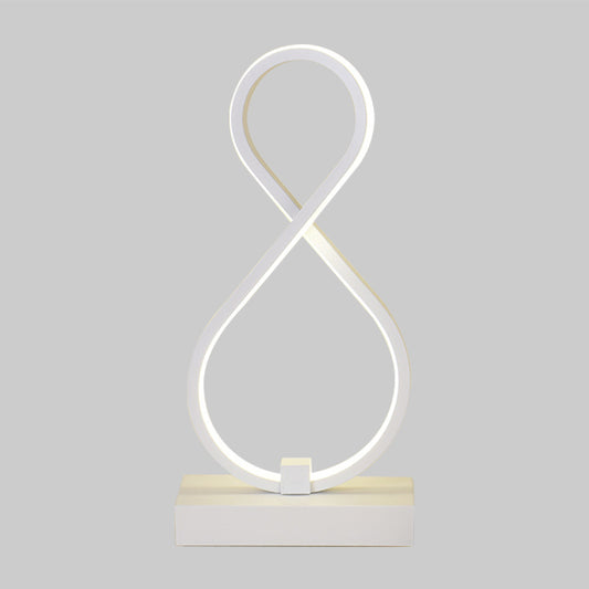 Twisted Table Light Modernism Acrylic LED White Nightstand Lamp with Rectangular Metal Base Clearhalo 'Lamps' 'Table Lamps' Lighting' 369737