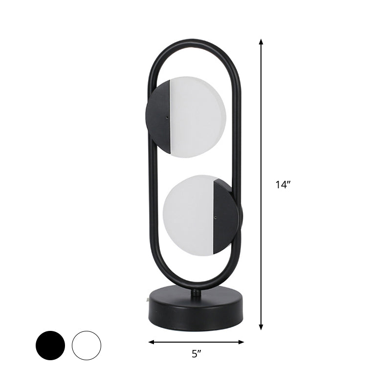 LED Circular Reading Book Light Contemporary Acrylic Night Table Lamp in White/Black, Warm/White Light Clearhalo 'Lamps' 'Table Lamps' Lighting' 369750