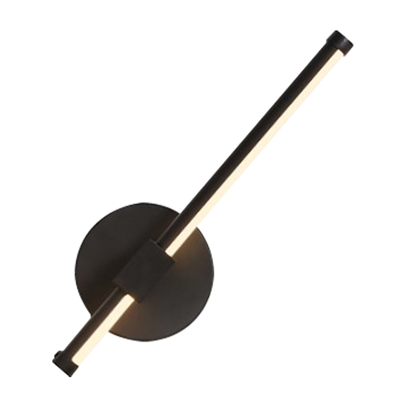 Acrylic Tube Wall Lamp Modernism LED Black Sconce Light Fixture with Circle Metal Backplate, Warm/White Light Clearhalo 'Cast Iron' 'Glass' 'Industrial' 'Modern wall lights' 'Modern' 'Tiffany' 'Traditional wall lights' 'Wall Lamps & Sconces' 'Wall Lights' Lighting' 369759