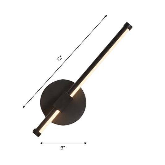 Acrylic Tube Wall Lamp Modernism LED Black Sconce Light Fixture with Circle Metal Backplate, Warm/White Light Clearhalo 'Cast Iron' 'Glass' 'Industrial' 'Modern wall lights' 'Modern' 'Tiffany' 'Traditional wall lights' 'Wall Lamps & Sconces' 'Wall Lights' Lighting' 369760