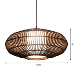 Lantern Pendant Lamp Asia Bamboo 1 Bulb Coffee Ceiling Hanging Light with Inner Tube White Acrylic Shade Clearhalo 'Ceiling Lights' 'Pendant Lights' 'Pendants' Lighting' 369805