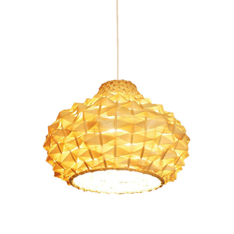 Gourd Ceiling Light Asia Bamboo 1 Bulb Beige Suspended Lighting Fixture for Teahouse Clearhalo 'Ceiling Lights' 'Pendant Lights' 'Pendants' Lighting' 369884