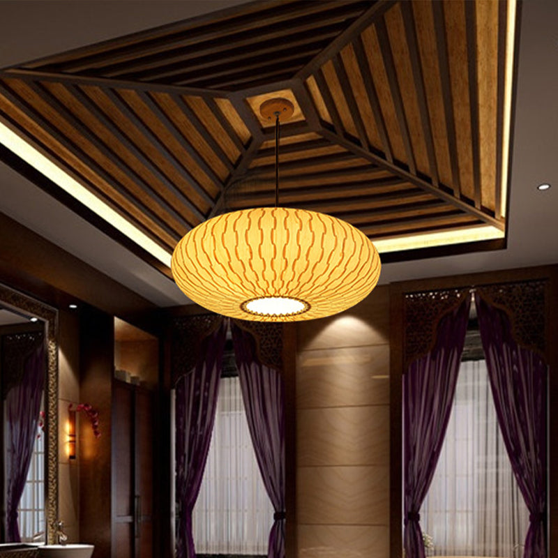 3 Heads Lantern Chandelier Lighting Chinese Wood Ceiling Suspension Lamp in Beige Clearhalo 'Ceiling Lights' 'Chandeliers' Lighting' options 369901