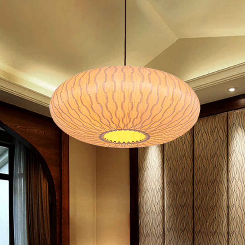 3 Heads Lantern Chandelier Lighting Chinese Wood Ceiling Suspension Lamp in Beige Clearhalo 'Ceiling Lights' 'Chandeliers' Lighting' options 369902