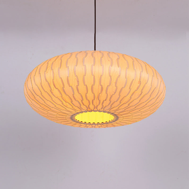 3 Heads Lantern Chandelier Lighting Chinese Wood Ceiling Suspension Lamp in Beige Clearhalo 'Ceiling Lights' 'Chandeliers' Lighting' options 369904