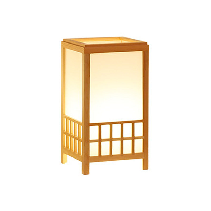 Wood Rectangular Task Light Chinese 1 Bulb Small Desk Lamp in Beige for Restaurant Clearhalo 'Lamps' 'Table Lamps' Lighting' 369974