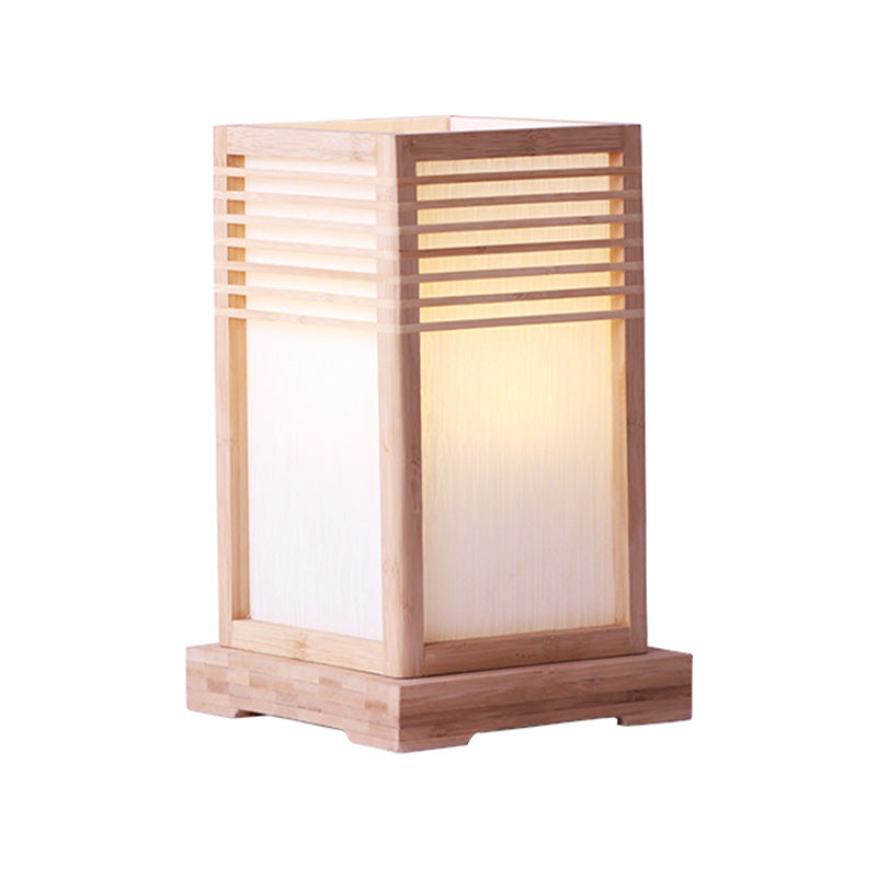 Japanese 1 Bulb Task Lighting Beige Rectangular Small Desk Lamp with Wood Shade Clearhalo 'Lamps' 'Table Lamps' Lighting' 369979