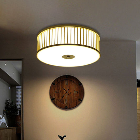 LED Cylinder Flush Mount Japanese Bamboo Ceiling Mounted Light in Beige for Dining Room Beige Clearhalo 'Ceiling Lights' 'Close To Ceiling Lights' 'Close to ceiling' 'Flush mount' Lighting' 370041