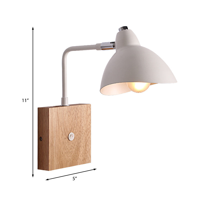 Waveforms Metal Wall Mounted Lamp Contemporary 1 Light White Wall Light Sconce with Square Wooden Backplate Clearhalo 'Cast Iron' 'Glass' 'Industrial' 'Modern wall lights' 'Modern' 'Tiffany' 'Traditional wall lights' 'Vanity Lights' 'Wall Lights' Lighting' 370230