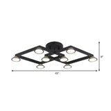 Black Diamond Shape Flush Mount Light 8 Lights Modern Aluminum E14 Ceiling Lamp for Restaurant Clearhalo 'Ceiling Lights' 'Close To Ceiling Lights' 'Close to ceiling' 'Semi-flushmount' Lighting' 370252