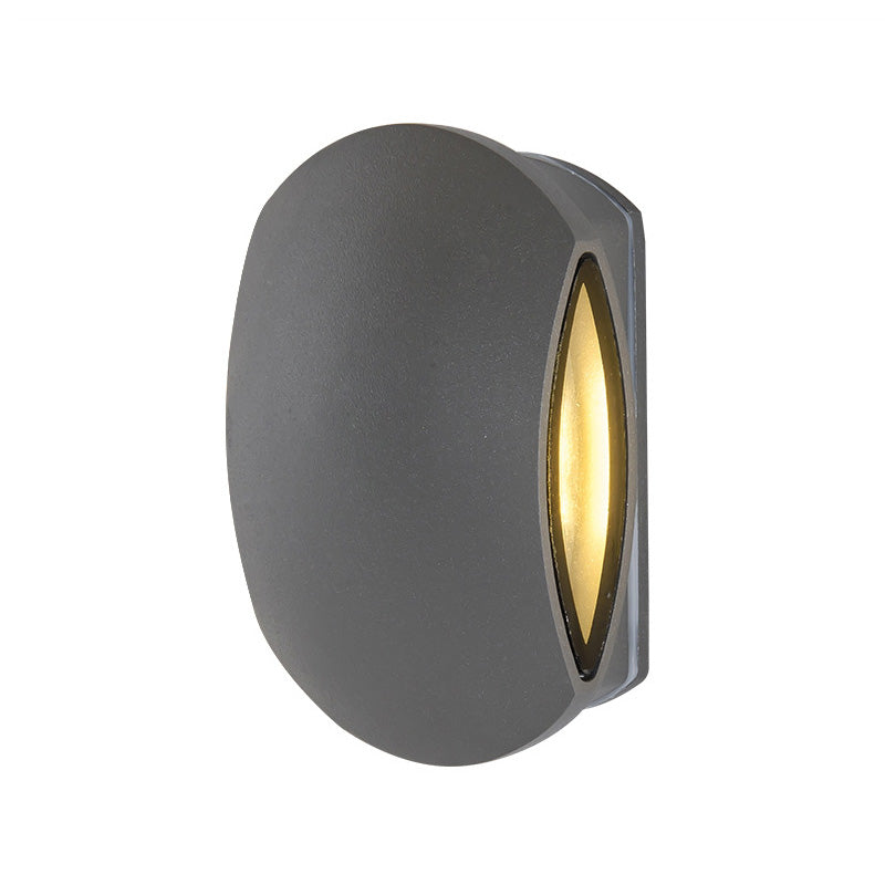 Outdoor Round Wall Light Sconce Aluminum Contemporary Black Sconce Light Fixture in Warm/White Clearhalo 'Cast Iron' 'Glass' 'Industrial' 'Modern wall lights' 'Modern' 'Tiffany' 'Traditional wall lights' 'Wall Lamps & Sconces' 'Wall Lights' Lighting' 370276