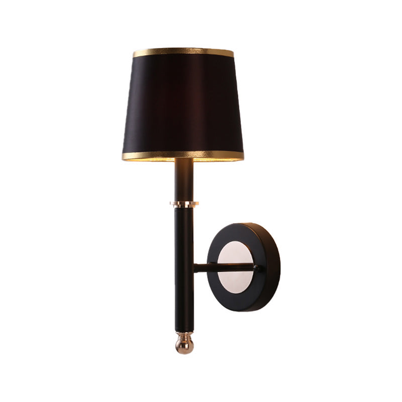 16"/18.5" W Cone Wall Mount Lighting Minimalism Metallic 1 Light Black/Flaxen Wall Sconce Light for Bedroom Clearhalo 'Cast Iron' 'Glass' 'Industrial' 'Modern wall lights' 'Modern' 'Tiffany' 'Traditional wall lights' 'Vanity Lights' 'Wall Lights' Lighting' 370298