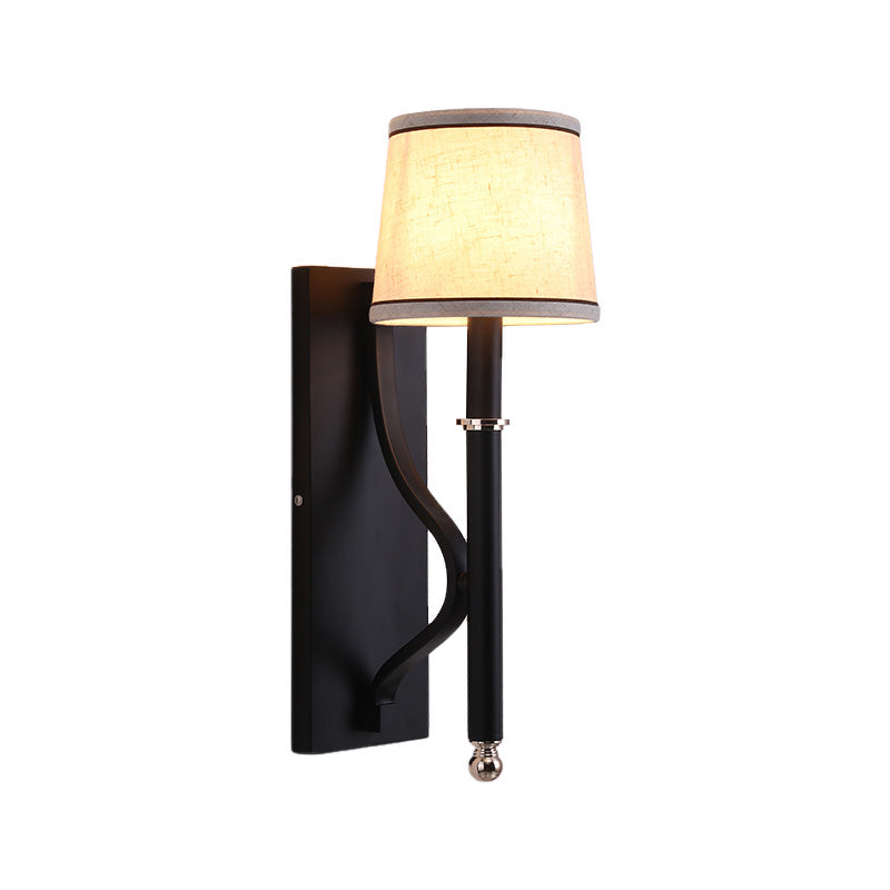 16"/18.5" W Cone Wall Mount Lighting Minimalism Metallic 1 Light Black/Flaxen Wall Sconce Light for Bedroom Clearhalo 'Cast Iron' 'Glass' 'Industrial' 'Modern wall lights' 'Modern' 'Tiffany' 'Traditional wall lights' 'Vanity Lights' 'Wall Lights' Lighting' 370301