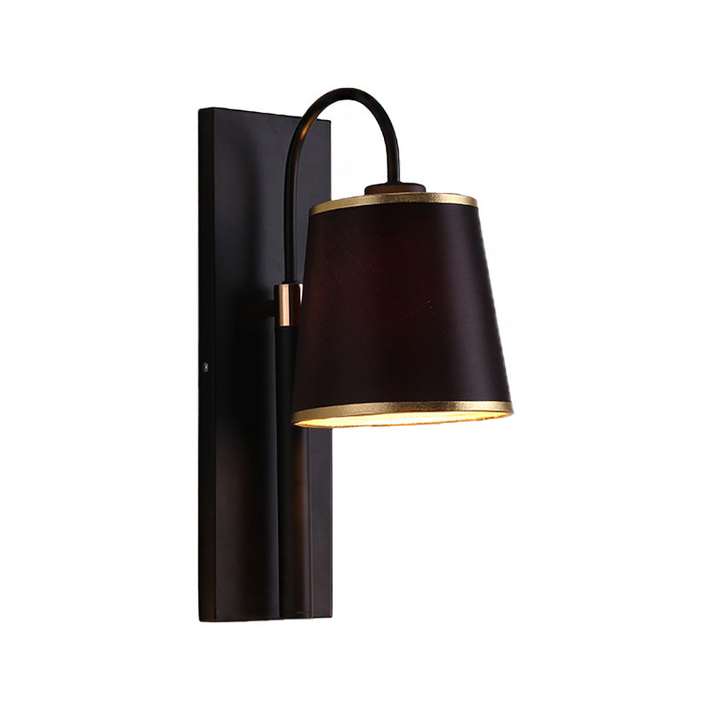 Indoor Wall Lamp with Conical Shade Metal Modernist 1 Head Black/White Wall Mounted Light Fixture for Living Room Clearhalo 'Cast Iron' 'Glass' 'Industrial' 'Modern wall lights' 'Modern' 'Tiffany' 'Traditional wall lights' 'Vanity Lights' 'Wall Lights' Lighting' 370306