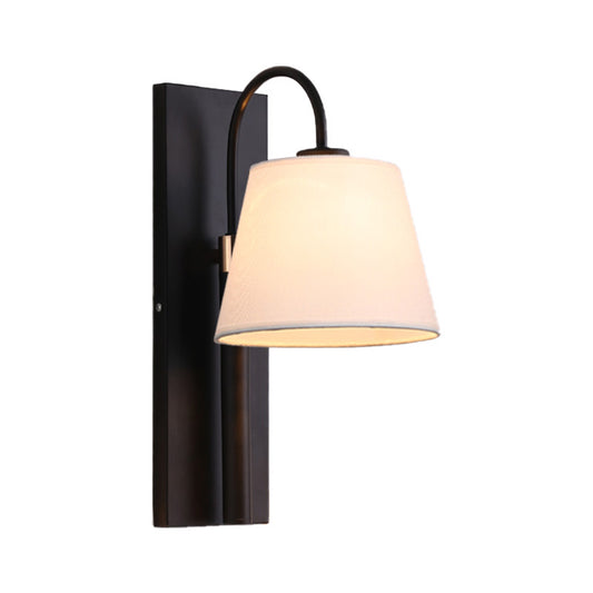 Indoor Wall Lamp with Conical Shade Metal Modernist 1 Head Black/White Wall Mounted Light Fixture for Living Room Clearhalo 'Cast Iron' 'Glass' 'Industrial' 'Modern wall lights' 'Modern' 'Tiffany' 'Traditional wall lights' 'Vanity Lights' 'Wall Lights' Lighting' 370312