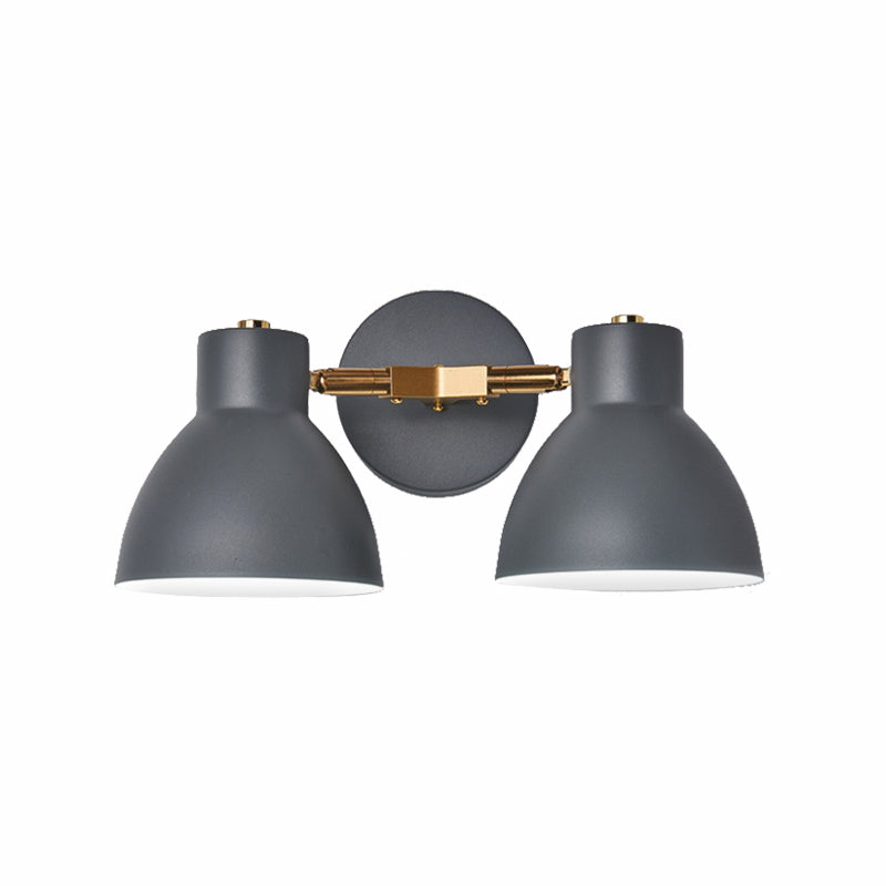 Double Shade Metallic Wall Sconce Lighting Nordic 2 Bulbs Gray/Green Wall Mounted Lamp for Living Room Clearhalo 'Cast Iron' 'Glass' 'Industrial' 'Modern wall lights' 'Modern' 'Tiffany' 'Traditional wall lights' 'Vanity Lights' 'Wall Lights' Lighting' 370315