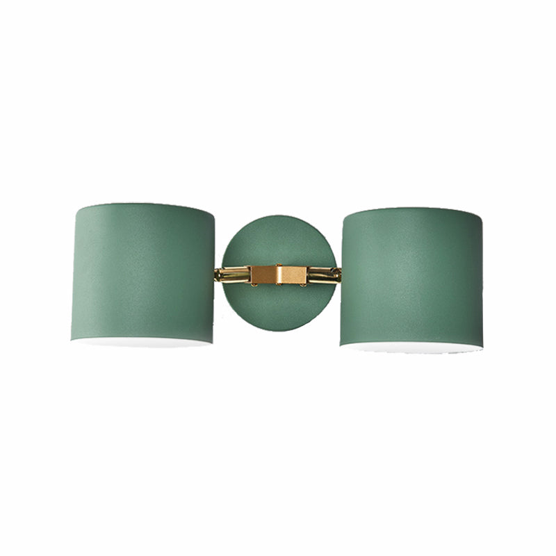 Double Shade Metallic Wall Sconce Lighting Nordic 2 Bulbs Gray/Green Wall Mounted Lamp for Living Room Clearhalo 'Cast Iron' 'Glass' 'Industrial' 'Modern wall lights' 'Modern' 'Tiffany' 'Traditional wall lights' 'Vanity Lights' 'Wall Lights' Lighting' 370321