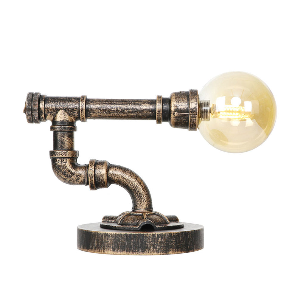 Antique Silver/Bronze Single Light Reading Lamp Industrial Clear/Amber Glass Globe Shade Task Lighting Clearhalo 'Lamps' 'Table Lamps' Lighting' 370488