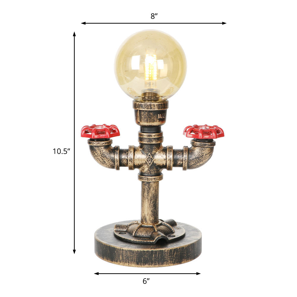 Antique Silver/Bronze Single Light Reading Lamp Industrial Clear/Amber Glass Globe Shade Task Lighting Clearhalo 'Lamps' 'Table Lamps' Lighting' 370493