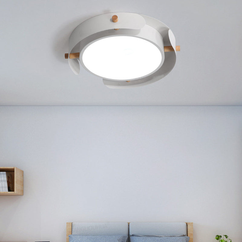 Round Ceiling Mount Light Fixture Nordic Acrylic Bedroom 16"/19.5" Dia LED Flush Mount with Outer Casing in White/Distressed White Clearhalo 'Ceiling Lights' 'Close To Ceiling Lights' 'Close to ceiling' 'Flush mount' Lighting' 370537