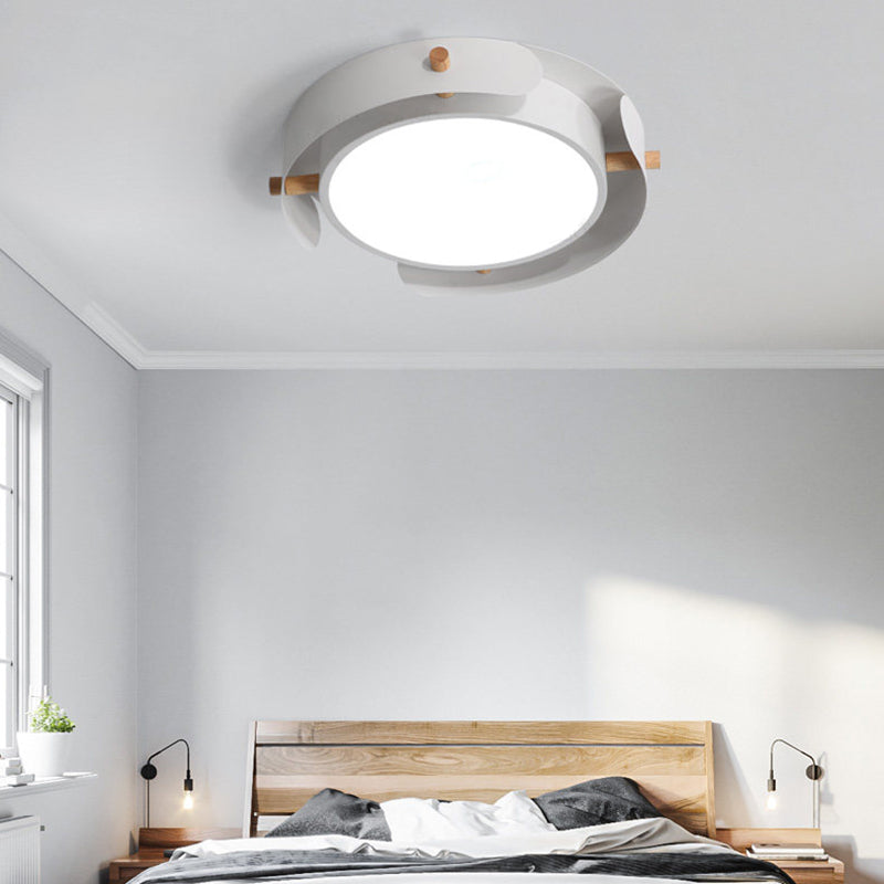 Round Ceiling Mount Light Fixture Nordic Acrylic Bedroom 16"/19.5" Dia LED Flush Mount with Outer Casing in White/Distressed White White 19.5" Clearhalo 'Ceiling Lights' 'Close To Ceiling Lights' 'Close to ceiling' 'Flush mount' Lighting' 370540