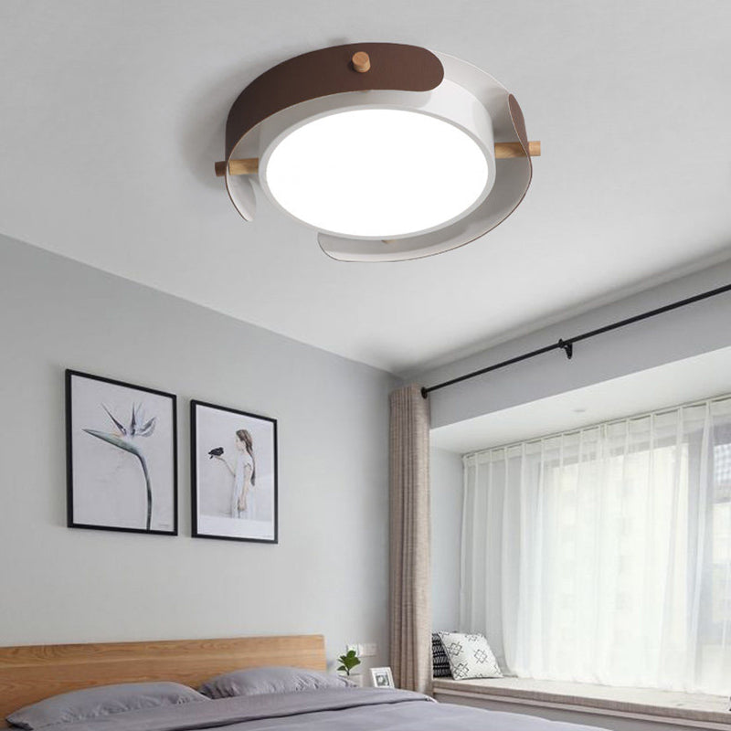 Round Ceiling Mount Light Fixture Nordic Acrylic Bedroom 16"/19.5" Dia LED Flush Mount with Outer Casing in White/Distressed White Distressed White 19.5" Clearhalo 'Ceiling Lights' 'Close To Ceiling Lights' 'Close to ceiling' 'Flush mount' Lighting' 370546