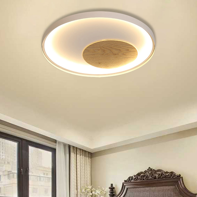 Disk Thin Hotel Ceiling Flush Mount Acrylic Nordic 12/16/19.5 Inch Wide LED Flush Light Fixture in Black/White and Wood Clearhalo 'Ceiling Lights' 'Close To Ceiling Lights' 'Close to ceiling' 'Flush mount' Lighting' 370571