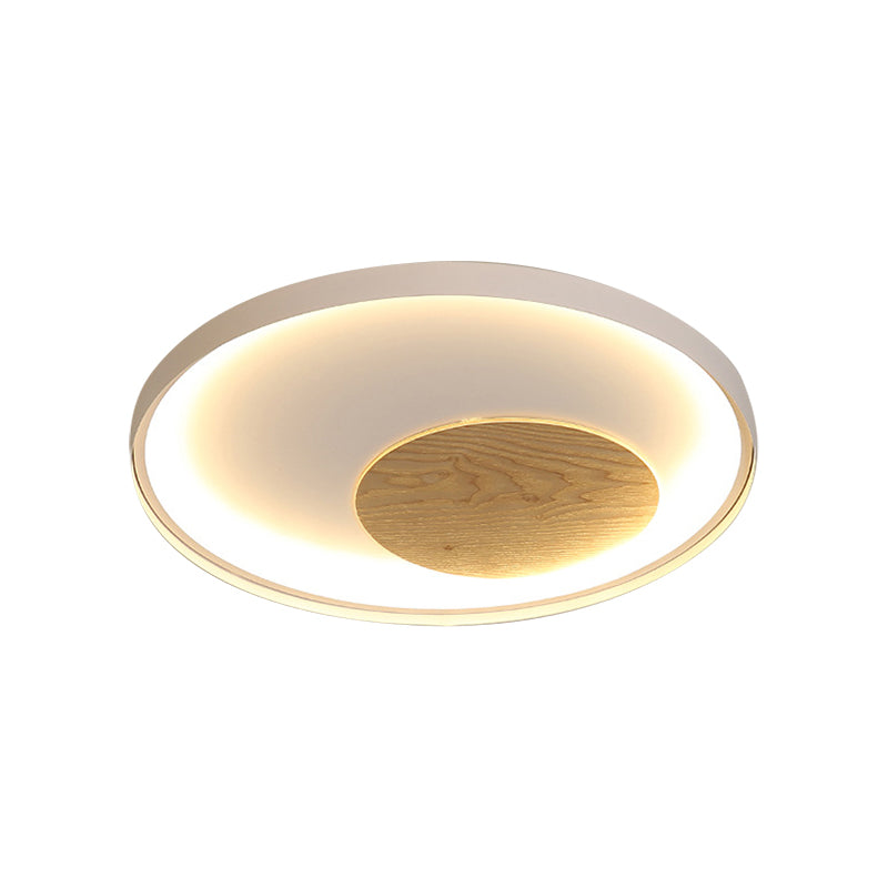 Disk Thin Hotel Ceiling Flush Mount Acrylic Nordic 12/16/19.5 Inch Wide LED Flush Light Fixture in Black/White and Wood Clearhalo 'Ceiling Lights' 'Close To Ceiling Lights' 'Close to ceiling' 'Flush mount' Lighting' 370572